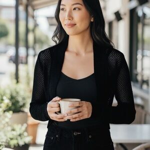 Mustard Seed Open Knit Ballero Cardigan